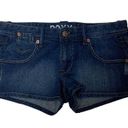 Roxy  Juniors Dark Wash Distressed Mid Rise Denim Jean Shorts Size 3 Photo 0