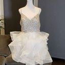 Women’s White Short Tulle Prom Party Dress Corset Back Sparkly Bodice Size 2 NWT Photo 0