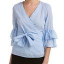 BeachLunchLounge  collecties Arianna Light Blue Tie Front Women's Blouse Small Photo 1