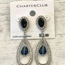 Charter Club  NWT silver  tone and blue rhinestone drop earrings Photo 0