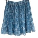 Intermix  Pleated Paisley Print Mini Skirt Blue Size XL Photo 2