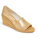 Jack Rogers Metallic Gold Canvas Palmer Espadrille Ripe Heel Wedge Size 9.5 Photo 0