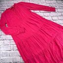 Loft  Maxi Dress Women's Size XS Pink Long Sleeve Ruffle Neck Tiered Summer Photo 0