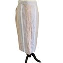 BCBGeneration  Midi Pencil Skirt Sand Combo Ivory Tan Stripes Pockets Size 6, S23 Photo 4