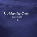 Coldwater Creek  Sweater Women Small Navy Blue Embroider Floral Cardigan Bohemian Photo 5