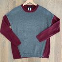 BCBGMAXAZRIA Lora Crew Neck Sweater with Zip Detail Heather Grey / Garnet Size M Photo 0