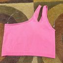 Aerie Offline by  Neon Pink Seamless Ribbed Cropped One Shoulder Tank Top Medium Photo 2