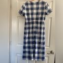 J.Crew NWT  Short-Sleeve Sequin Dress In Gingham Women Blue/White Midi Size 10 Photo 6