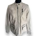 Apt. 9  Womens Jacket Sz M Faux Leather Peplum Zip Front Cream Pristine NEW Photo 3