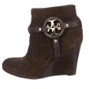 Tory Burch  - Brown Suede "Aaden" Wedge Ankle Booties W/ Logo size 5.5 Photo 0