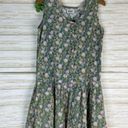 Vintage Blue  Cotton Wild Rose Primt Button Fromt Midi Dress Photo 2