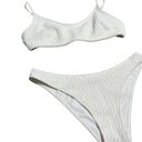 Women’s Minimalistic Abstract Ribbed Wavy White Bikini Set Size Small Photo 4