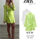 ZARA  SHORT SATIN DRESS WITH SHOULDER PADS LIME Photo 3