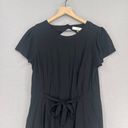 The Loft  Romper Womens 6 Black Tie Front Short Sleeve Back Cutout Pockets Summer Photo 5