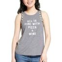 Grayson Threads All Is‎ Fine With Pizza and Wine Gray Graphic Tank Medium Photo 0