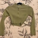 Princess Polly Cropped Quarter Zip Top Green Photo 0