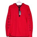 Tommy Hilfiger New  Fluffy Hooded Sherpa Fleece 1/4 Zip Jacket Pullover XL Red Photo 0