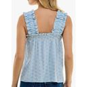 AQUA  Eyelet Top Size Large Blue Ruffle Pullover Wide Strap Woven Tank NEW Photo 1