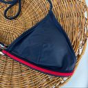 Tommy Hilfiger Vtg Y2K  Navy Colorblock Bikini Top Triangle Halter Tie Sz Large Photo 2