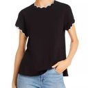 Cinq à Sept  Eve Scalloped Tee Shirt in Black XS Photo 0