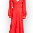 Kimberly  Goldson Lesli Clip Dot Long Sleeve Maxi Dress Women's Small Coral NWOT Photo 3