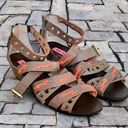 Betsey Johnson  RARE Bolt Strappy Leather wedge Sandals Photo 0