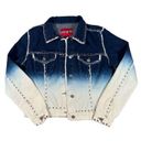 vintage 90s y2k zana di ombre jean denim jacket embellished rhinestone studs L Size L Photo 2