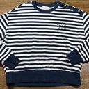 Mango Women's Size S Cotton-Blend Blue & White Striped Sweatshirt Photo 0