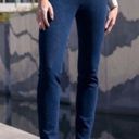 Betabrand ‎ Yoga Denim Classic Pull On Skinny Leg Jeans Dark Indigo Medium Long Photo 0