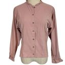 Petal Loup Liz Ruffle Button Up Cotton Blouse Top in  Pink Mauve Photo 2