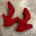 mix no. 6  Asuviel Red Faux Suede Mary Jane Pumps Block Heel Shoes Size 8.5M NEW Photo 4