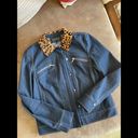 Lafayette 148  Jean jacket with calf leopard collar Photo 2