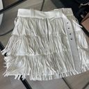 White Fringe Mini Skirt Size L Photo 0