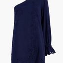 Hill House NWT  Mila Dress One Shoulder Navy Linen Blue Eyelet Sz S Photo 0