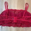 Aerie  Bra Red Lace Velvet Trim Floral Large Photo 4