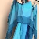 BCBGMAXAZRIA  Women’s Silk Y2K Style Drape Sides Multi Blue Cowl Neck Tank Top Photo 2