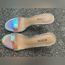 JustFab  Women 8.5 Hanna Transparent Iridescent Heeled Shoes Sandals Photo 5