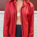 Vintage Cherry Red Leather Bomber Jacket Size M Photo 4