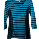 Wall Flower  Lacy Striped 3/4 Length Sleeved Top - Black and Turquoise Photo 0