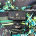 Worthington  Womens XL Abstract Print Button Down Ruffle Front Long Sleeve Top Photo 6