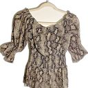 L'AGENCE  Snake Print Off Shoulder Smocked Waist 3/4‎ Sleeve Blouse Women's XS Photo 0