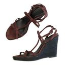 Burberry New  Bow Group Suede Wedge Espadrilles size 39 Maroon Photo 0