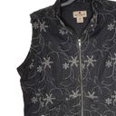 Woolrich  Full Zip Corduroy Vest Size Medium Gray Snowflakes Womens Cotton Lined Photo 3