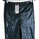 7 For All Mankind NWT  Green Faux Leather Shiny Wide Leg Pant Hunter Green Photo 3