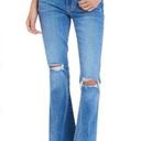 Dear John  womens 31 rosa flare light wash distressed jeans denim blue raw hem Photo 0