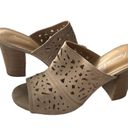 American Eagle | Tan Laser Cut heeled Mules sz 9 Photo 3