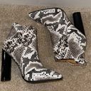 Qupid  Black and White Snakeskin Faux Leather Heeled Boots Photo 2