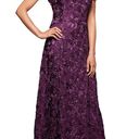 Alex Evenings  Embellished Lace A-Line Gown, Purple Eggplant Size 14 New w/Tag Photo 4