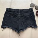 ZARA Denim Black Ripped Shorts Photo 3