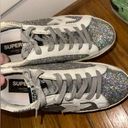 Golden Goose  Superstar Distressed
Glittered Leather Sneakers US9 Photo 4